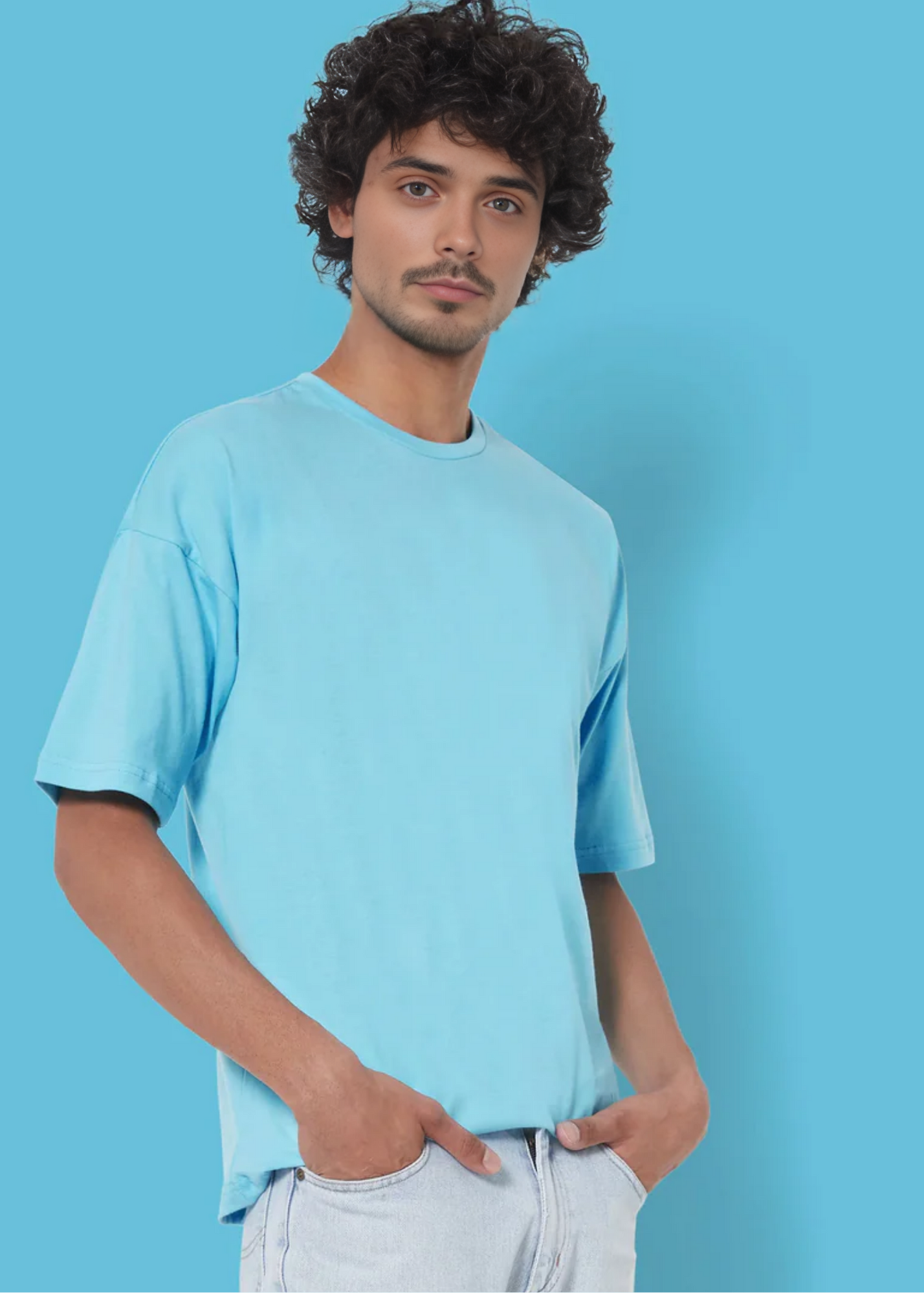 Dropshoulder Crewneck - Aqua Blue