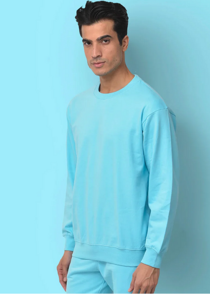 Drop Shoulder Sweatshirt - Aqua Blue