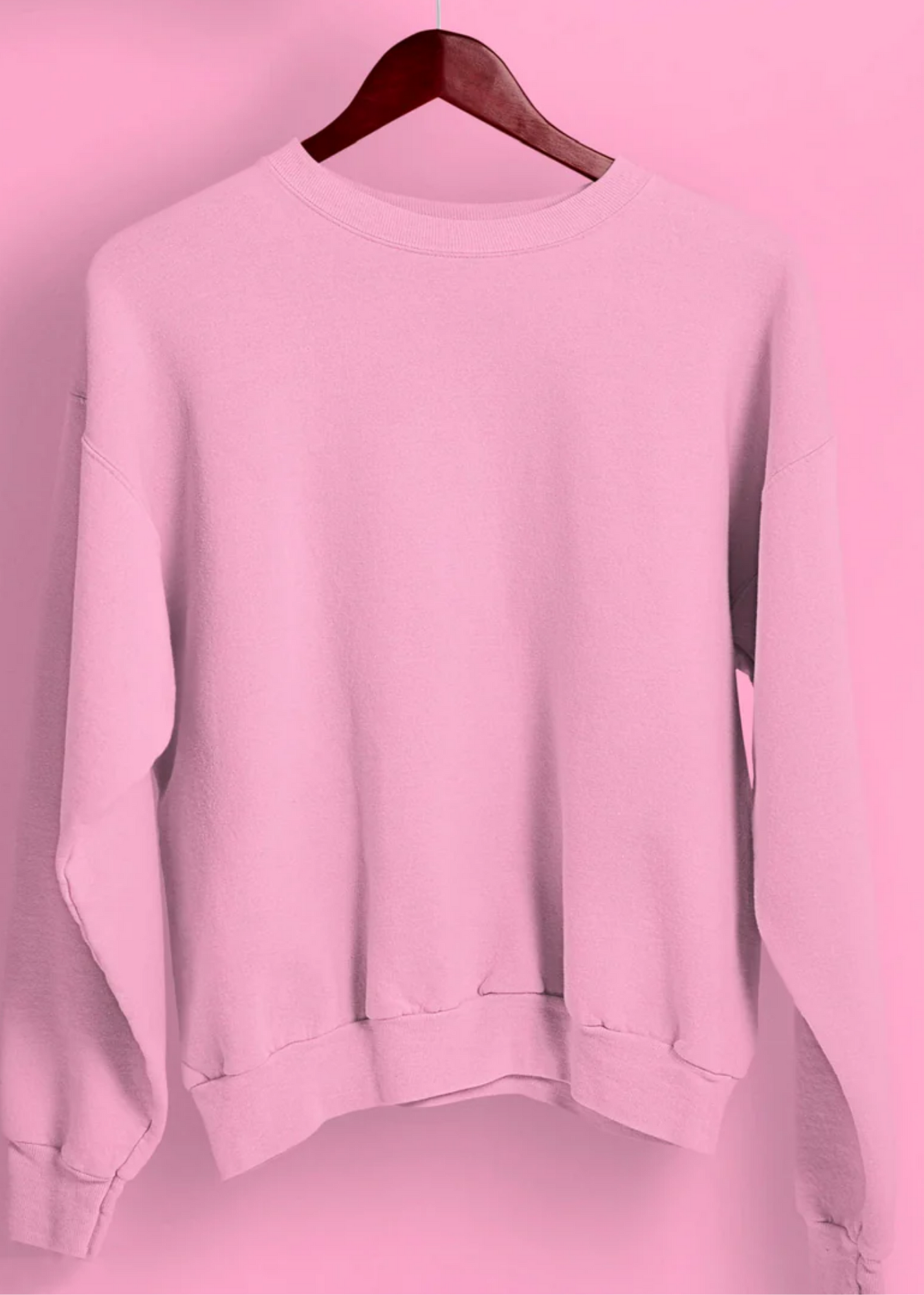 Drop Shoulder Sweatshirts - Baby Pink