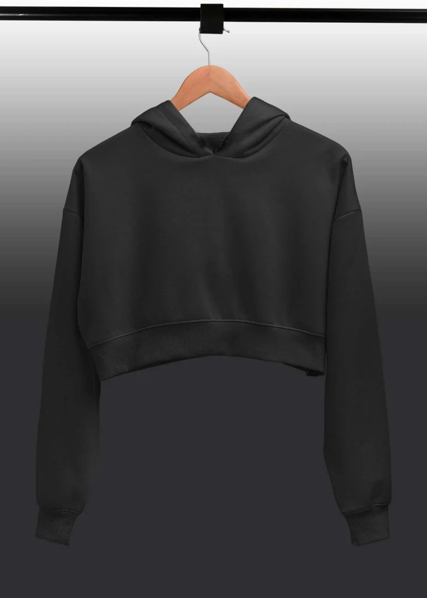 Croptop Hoodie - Jett Black