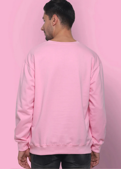 Drop Shoulder Sweatshirts - Baby Pink