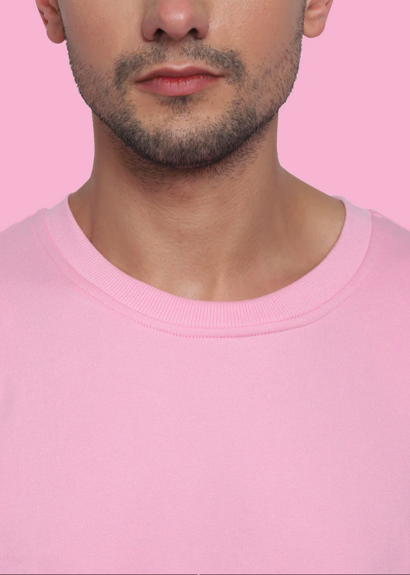 Drop Shoulder Sweatshirts - Baby Pink