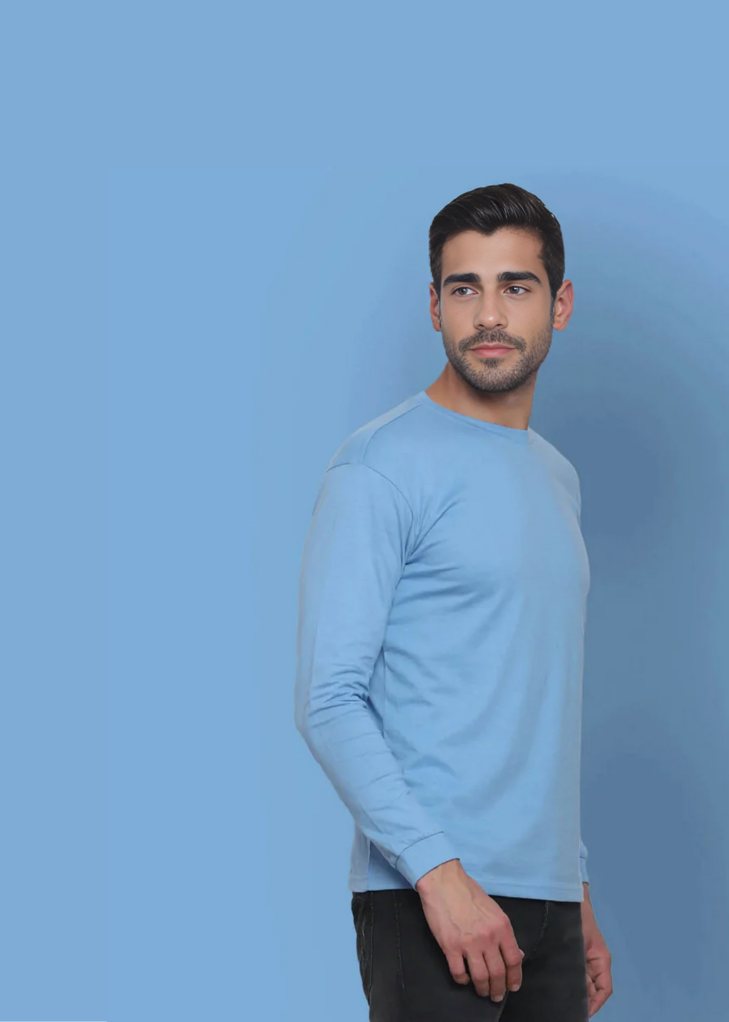 Crew Neck: Full Sleeves - Cyan Blue