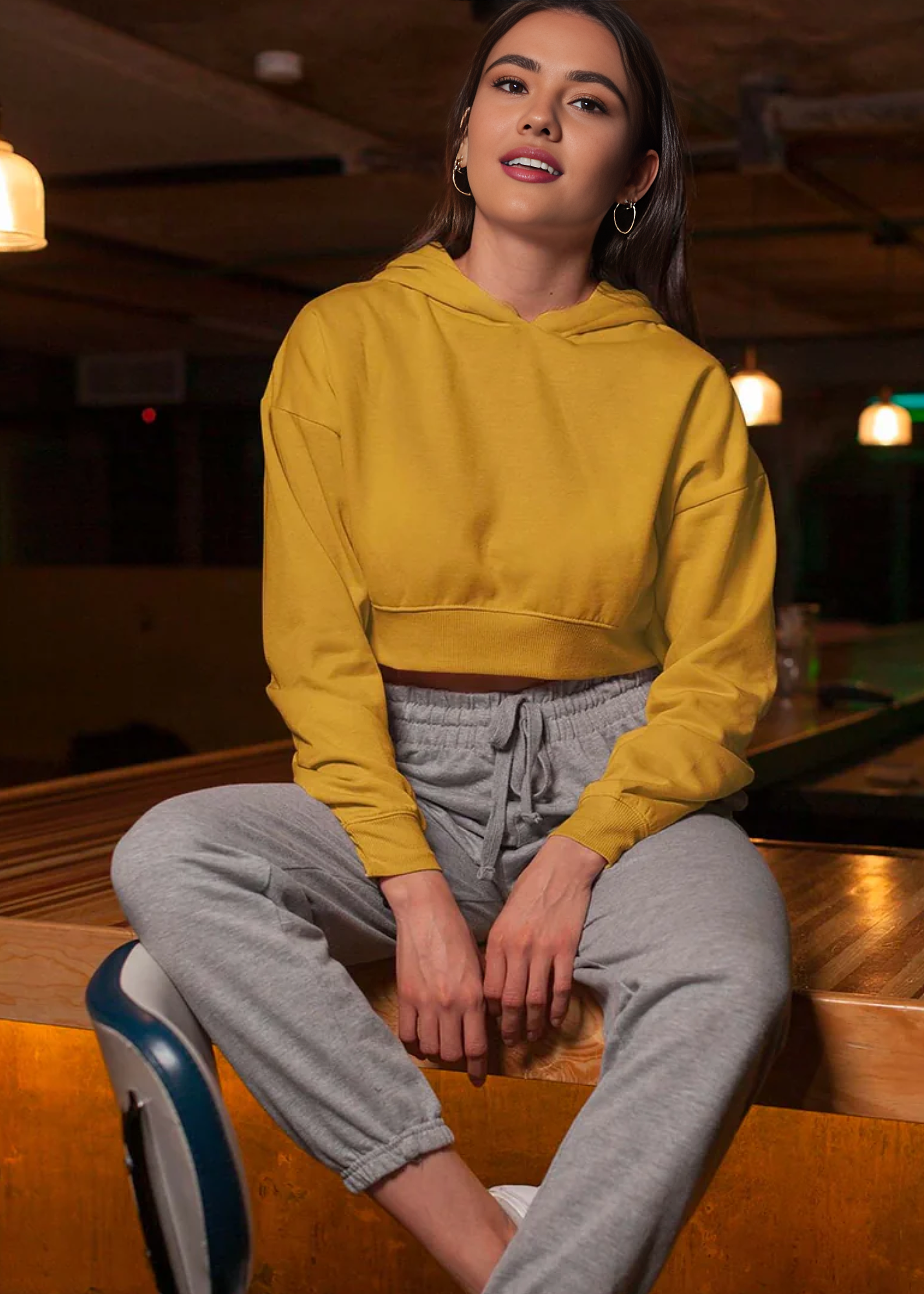 Croptop Hoodie - Mustard