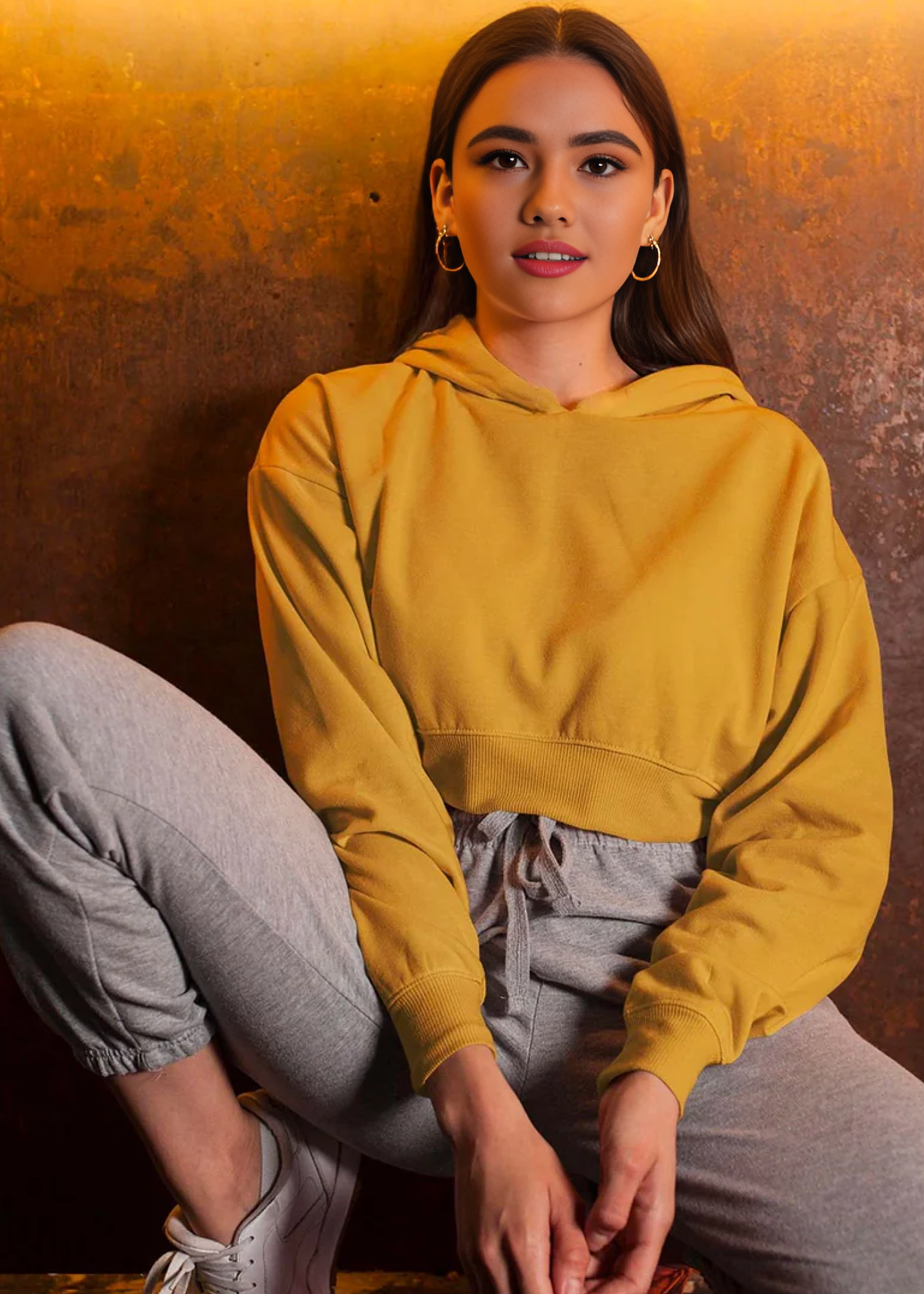 Croptop Hoodie - Mustard