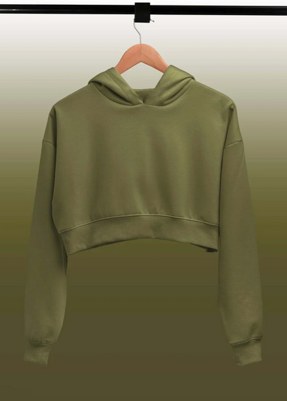 Croptop Hoodie - Olive Green