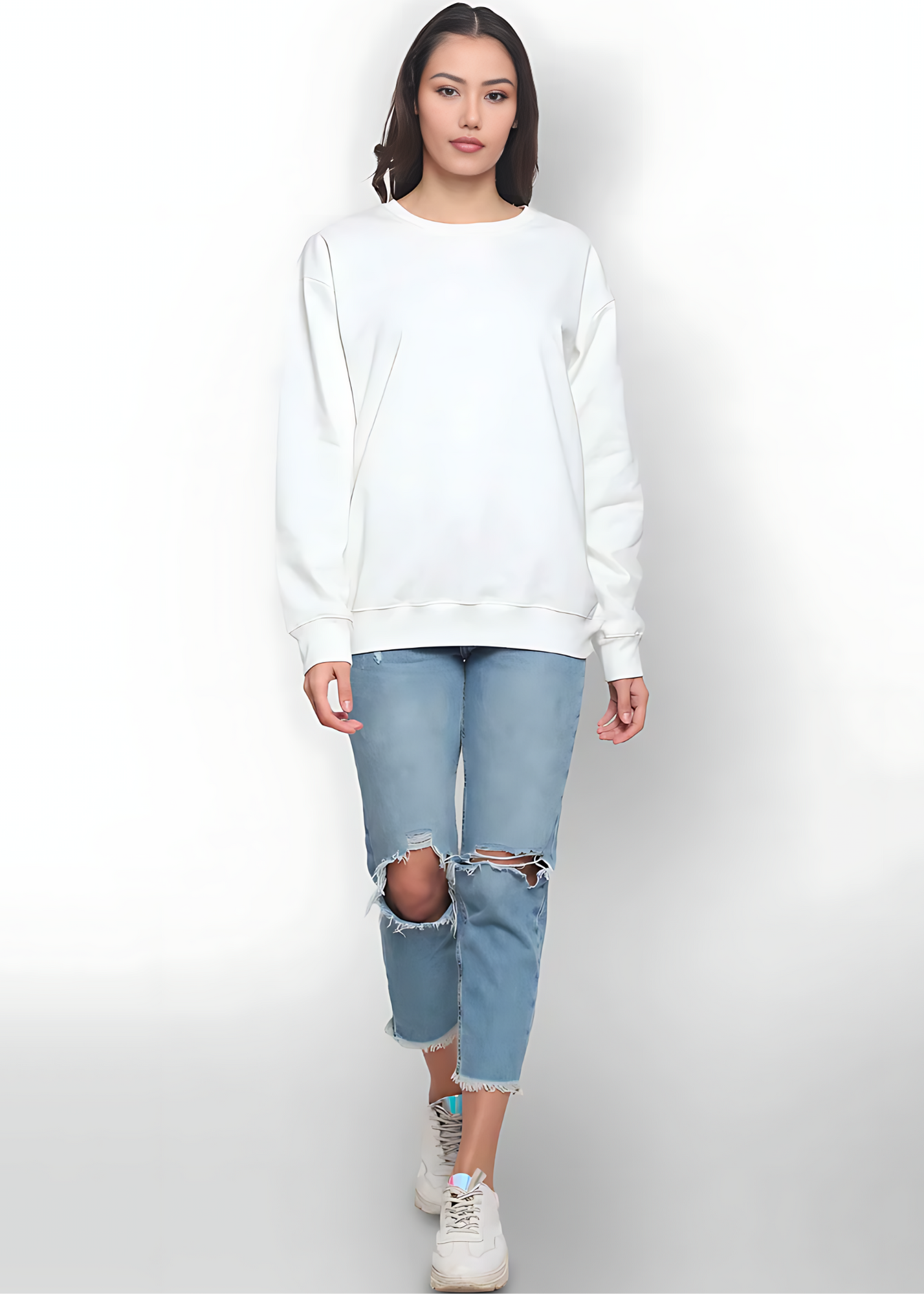 Drop Shoulder Sweatshirts - Ivory Cream