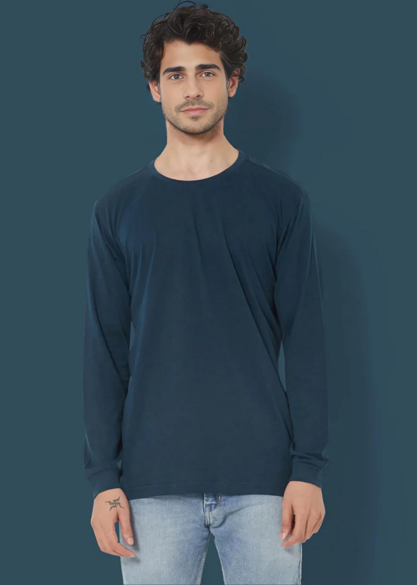 Crew Neck: Full Sleeves - Teal Blue