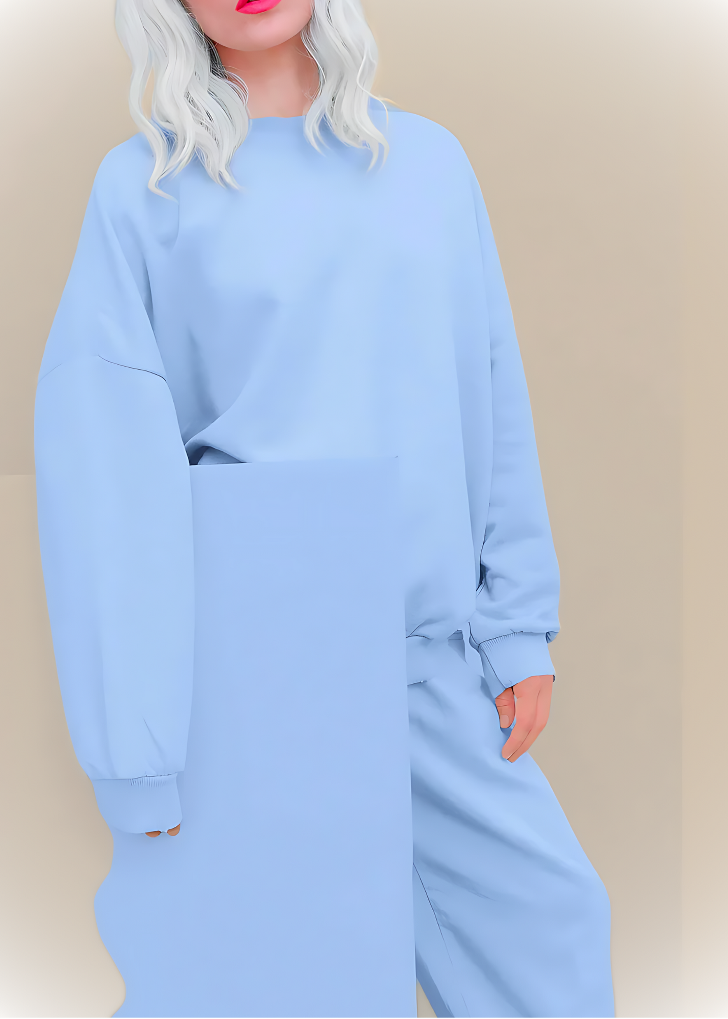 Drop Shoulder Sweatshirts - Cyan Blue