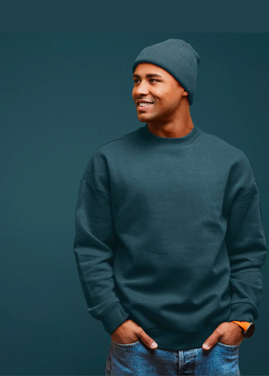 Drop Shoulder Sweatshirt - Teal Blue