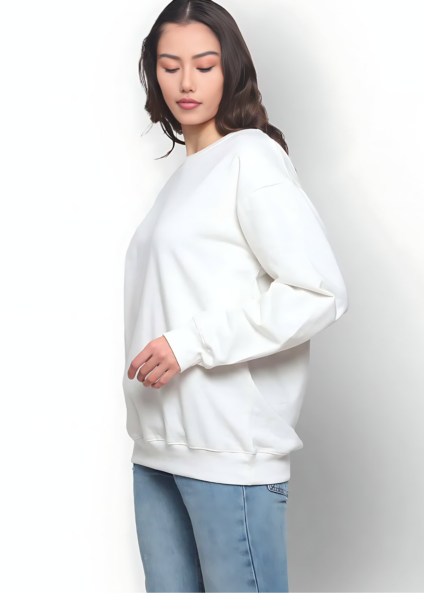 Drop Shoulder Sweatshirts - Ivory Cream