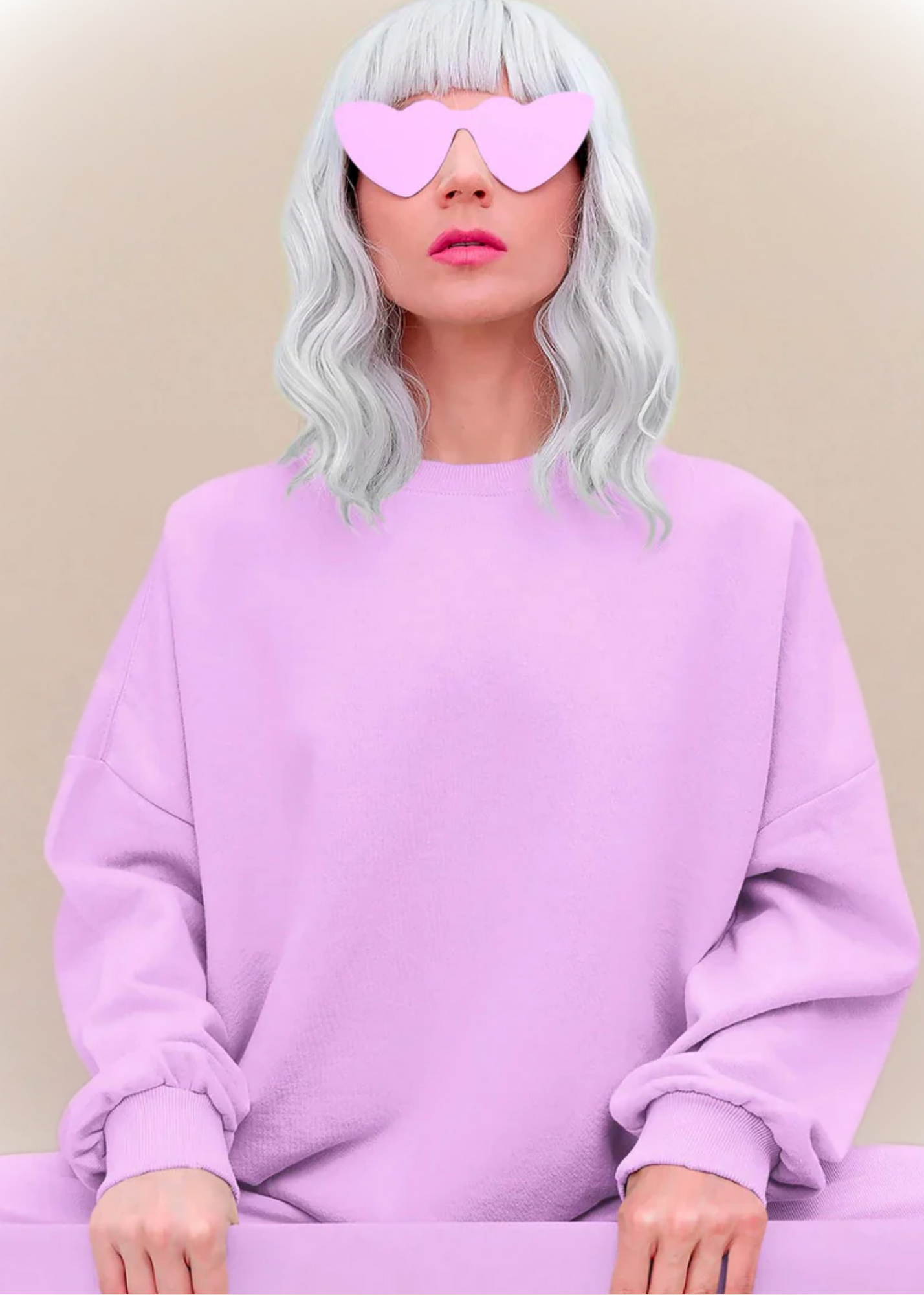 Drop Shoulder Sweatshirts - Mauve Purple