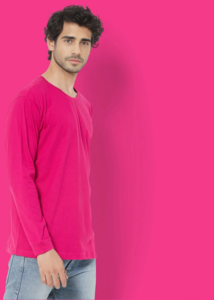 Crew Neck: Full Sleeves - Fuchsia