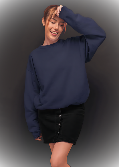 Drop Shoulder Sweatshirts - Navy Blue