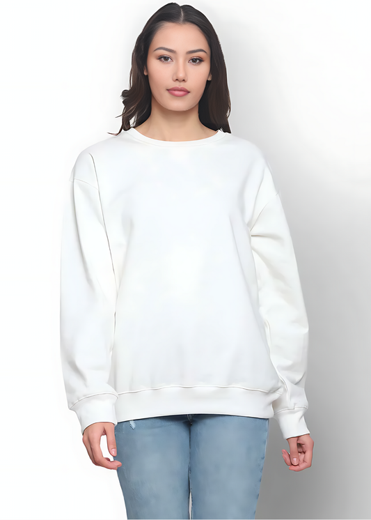 Drop Shoulder Sweatshirts - Ivory Cream