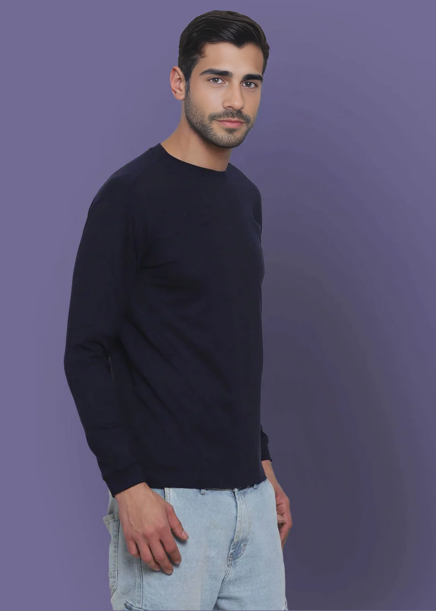 Crew Neck: Full Sleeves - Navy Blue