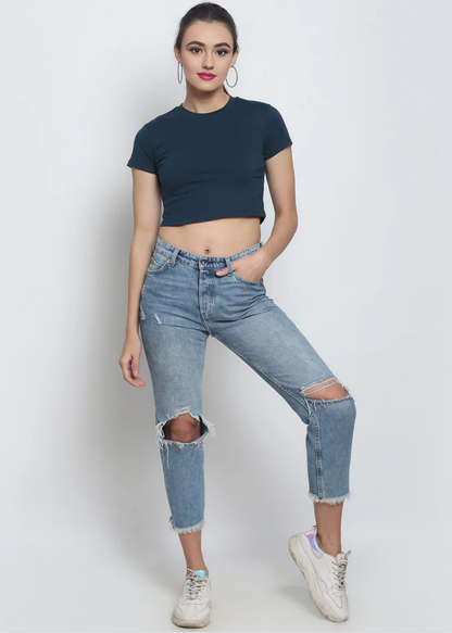 Crop Tops - Teal Blue