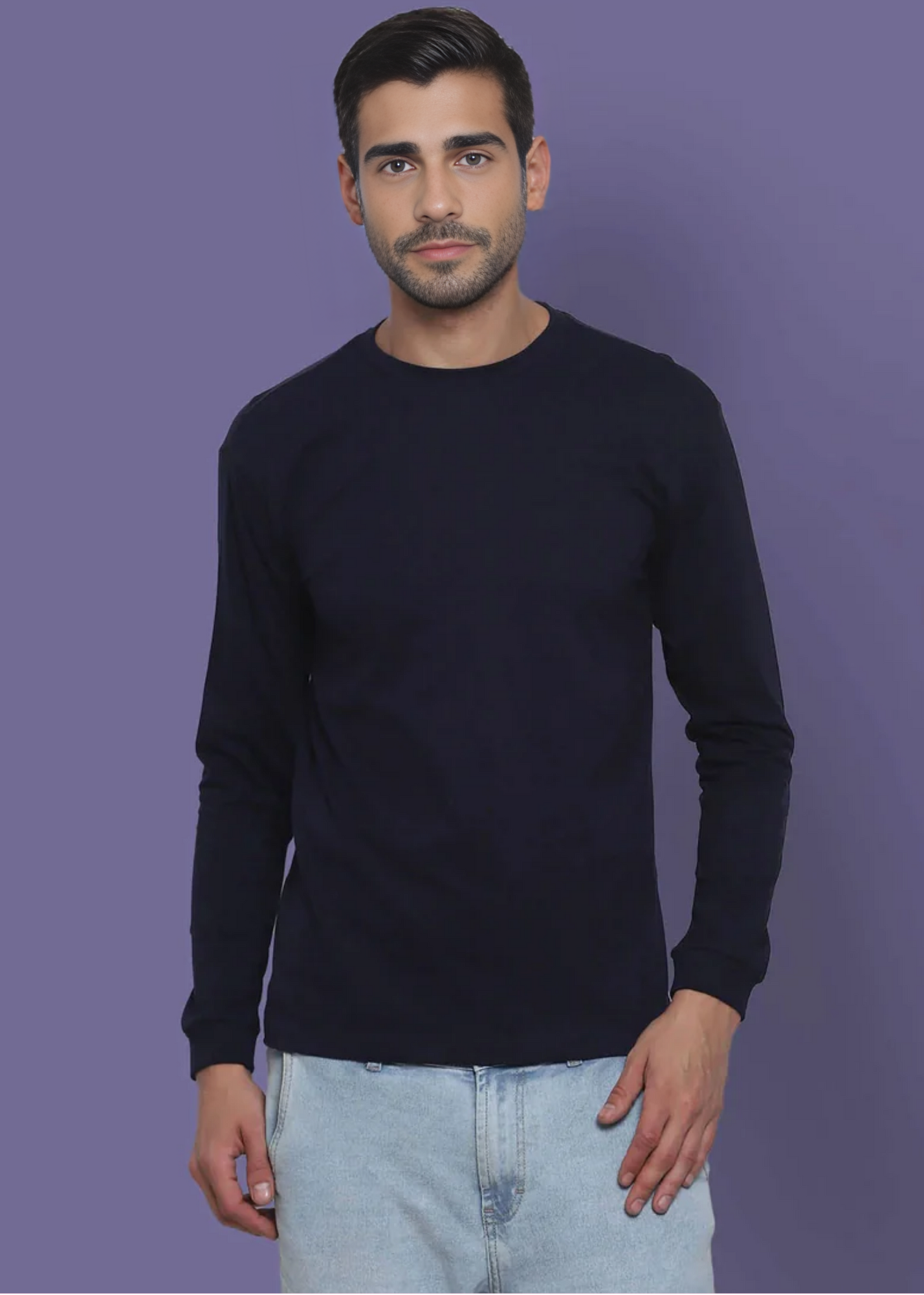 Crew Neck: Full Sleeves - Navy Blue