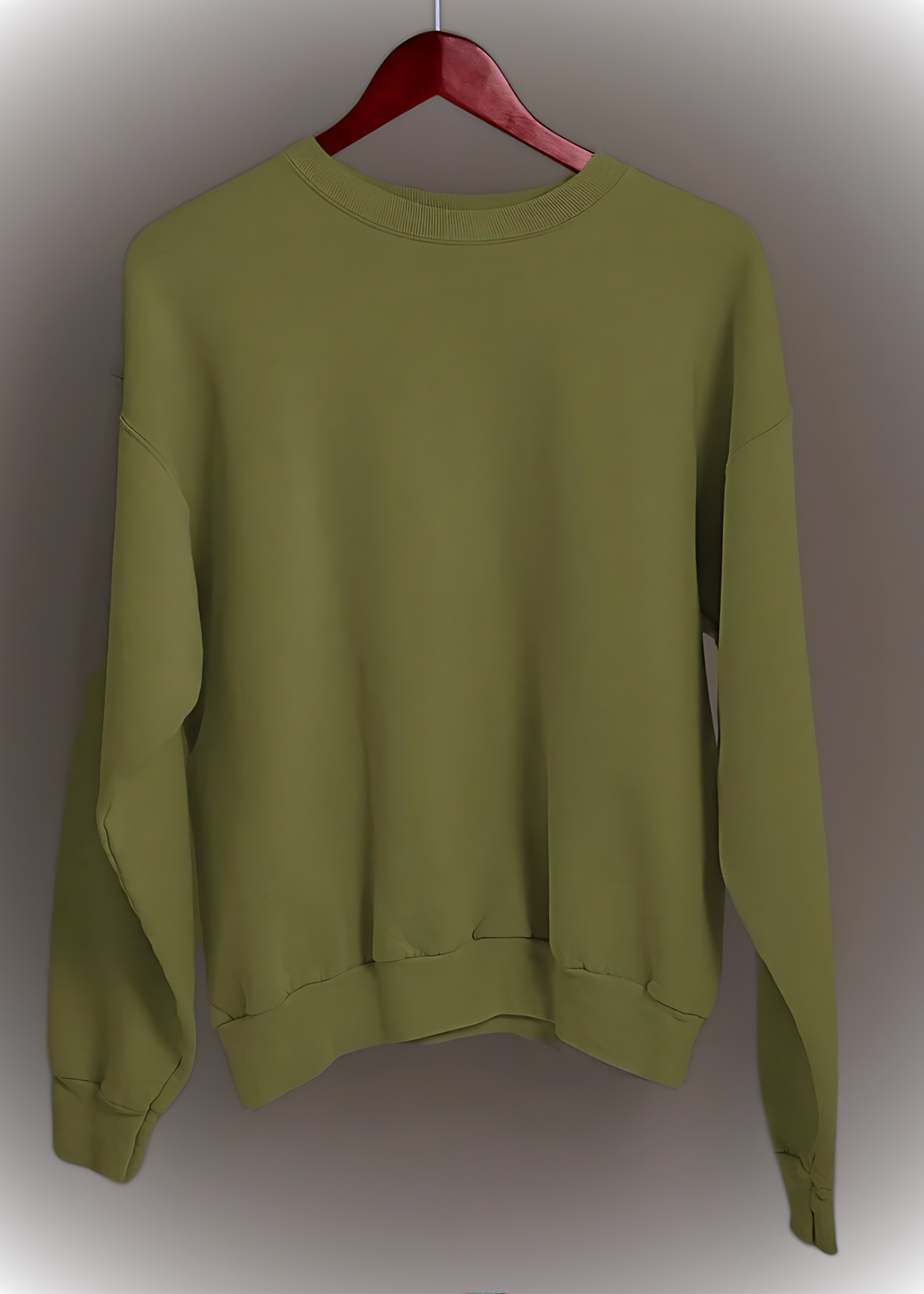 Drop Shoulder Sweatshirts - Olive Green