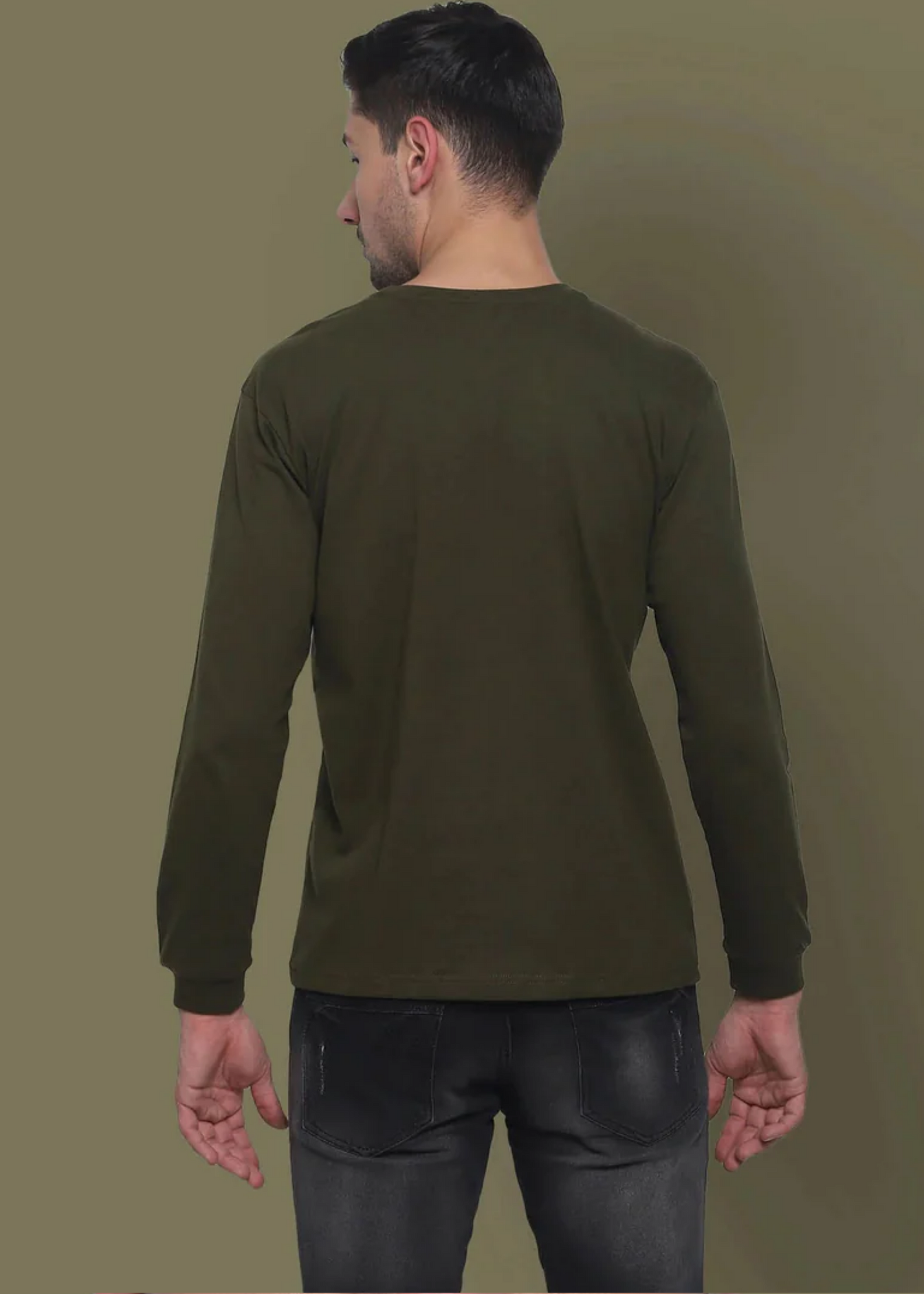 Crew Neck: Full Sleeves - Military Green