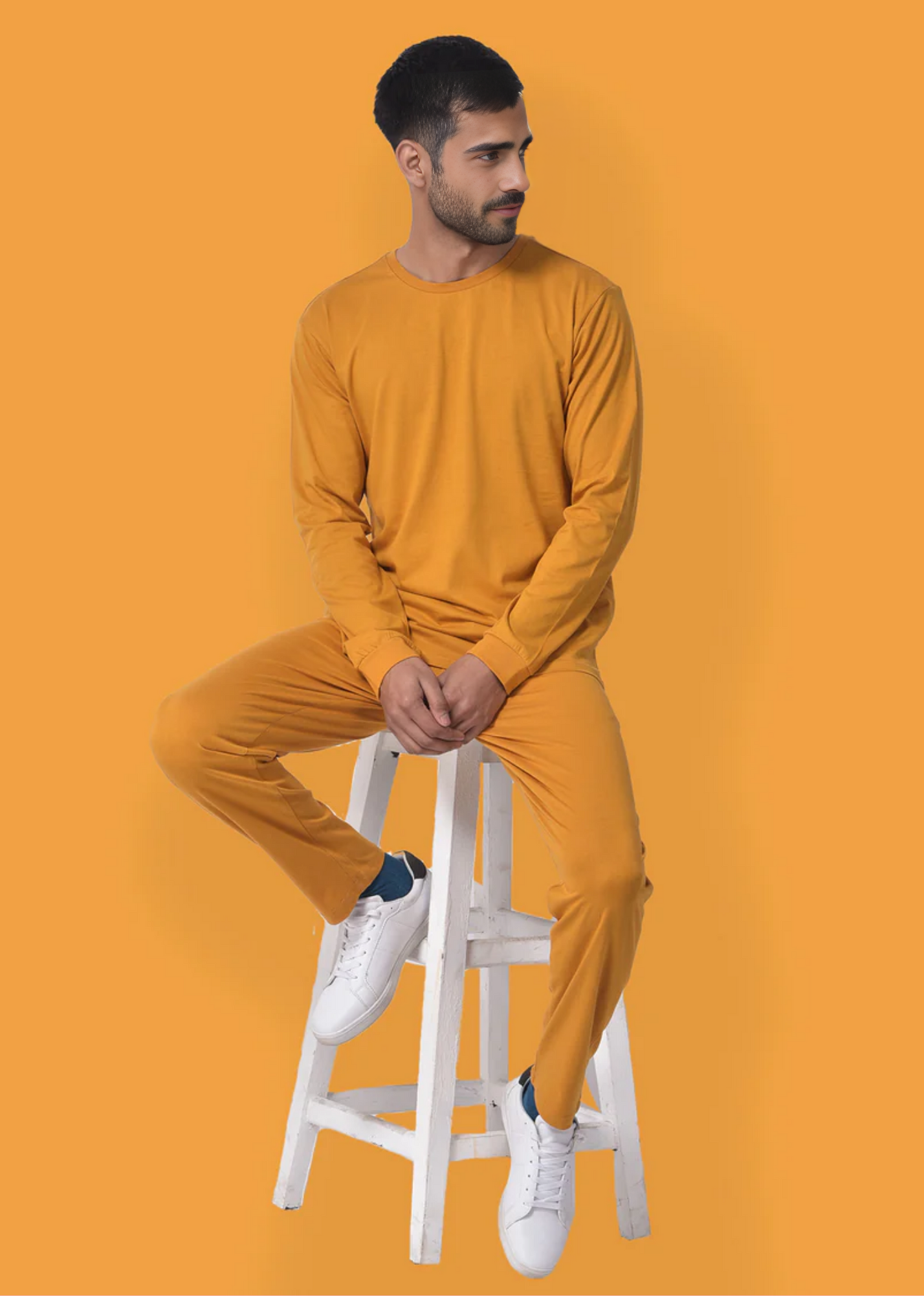 Crew Neck: Full Sleeves - Mustard