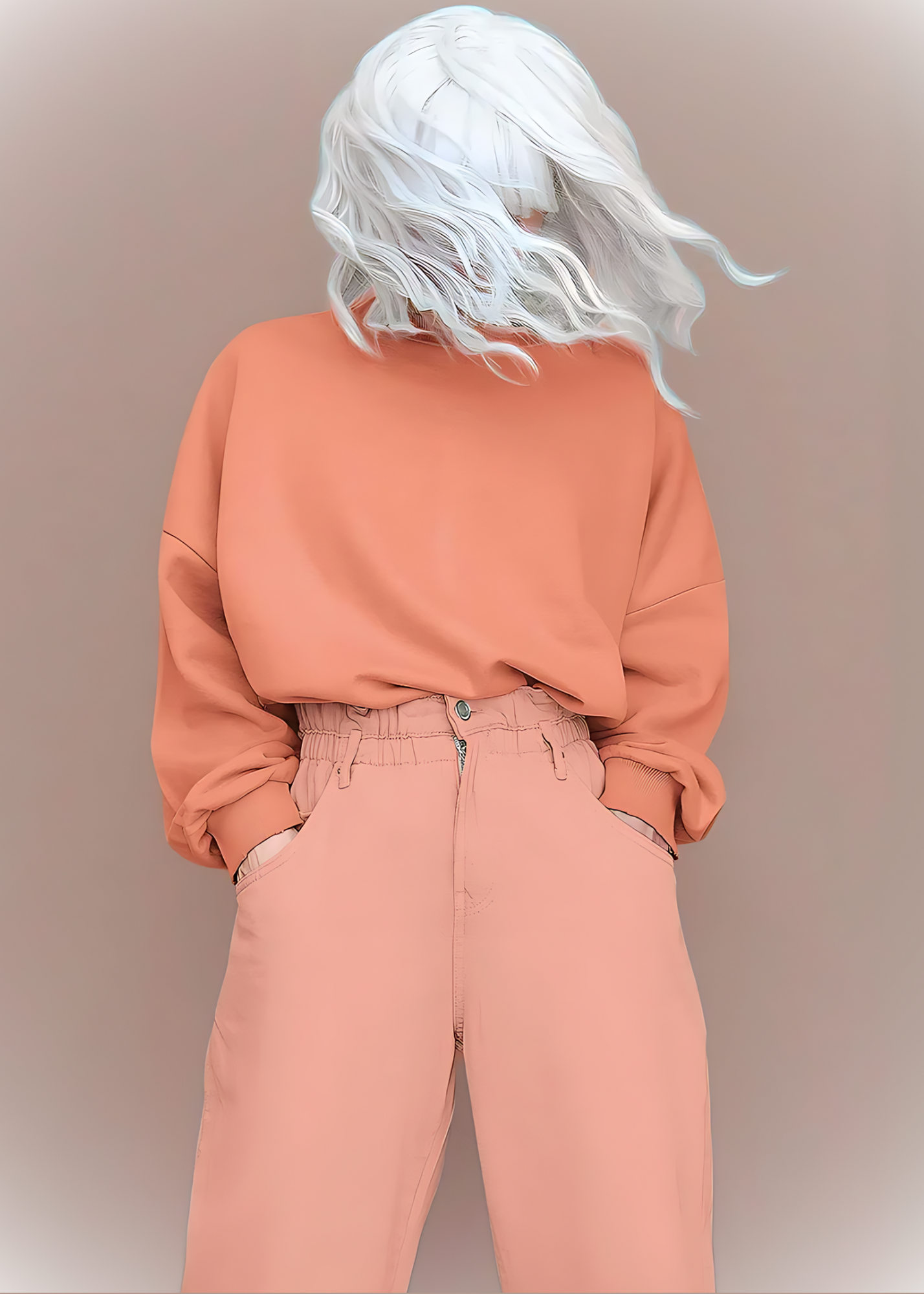 Drop Shoulder Sweatshirts - Orange