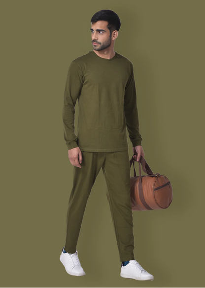 Crew Neck: Full Sleeves - Olive Green