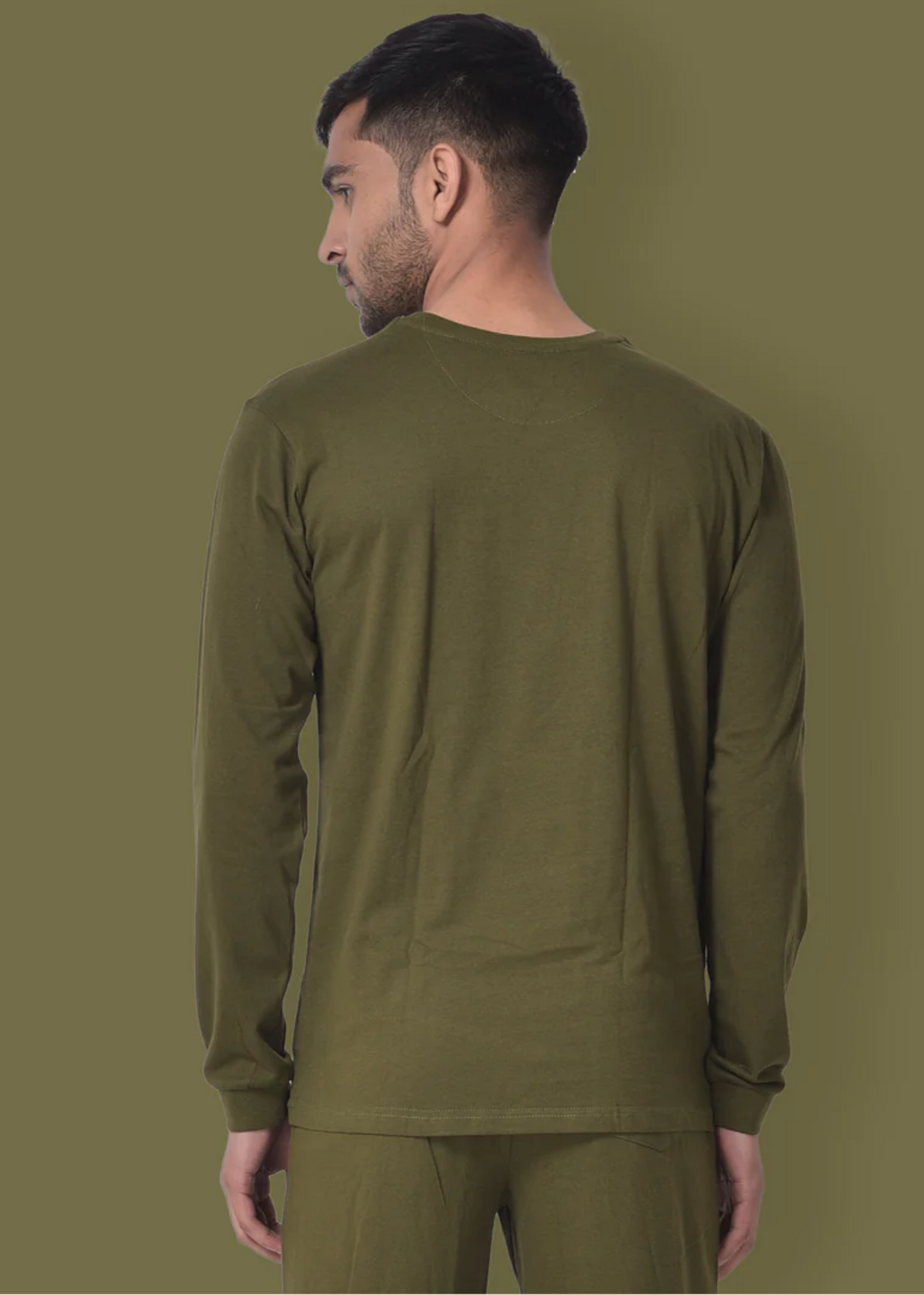 Crew Neck: Full Sleeves - Olive Green