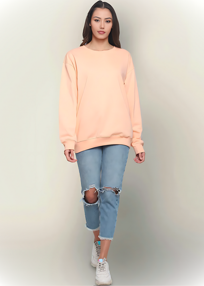 Drop Shoulder Sweatshirts - Peach