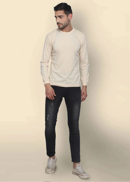 Crew Neck: Full Sleeves - Pale Ivory