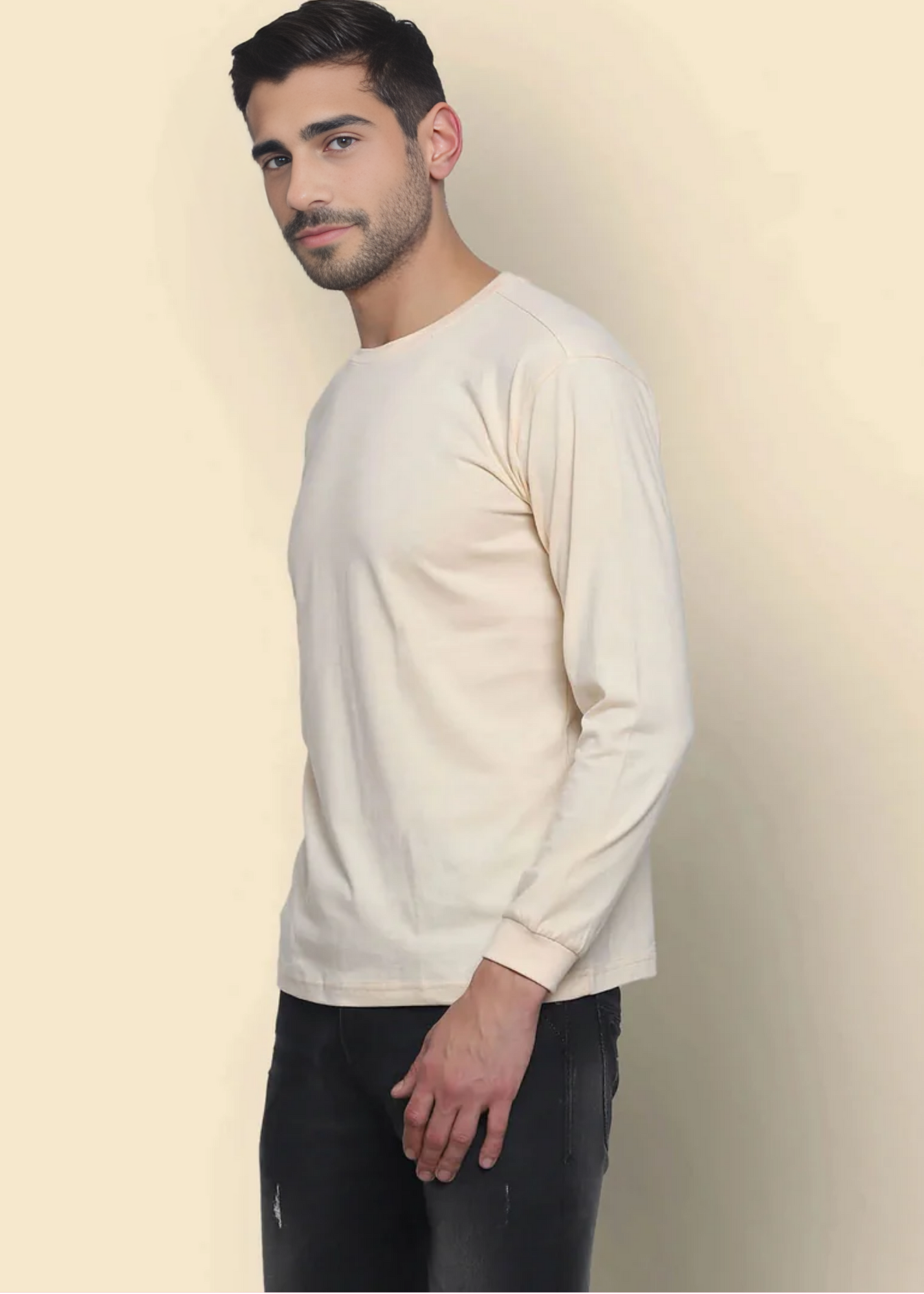 Crew Neck: Full Sleeves - Pale Ivory