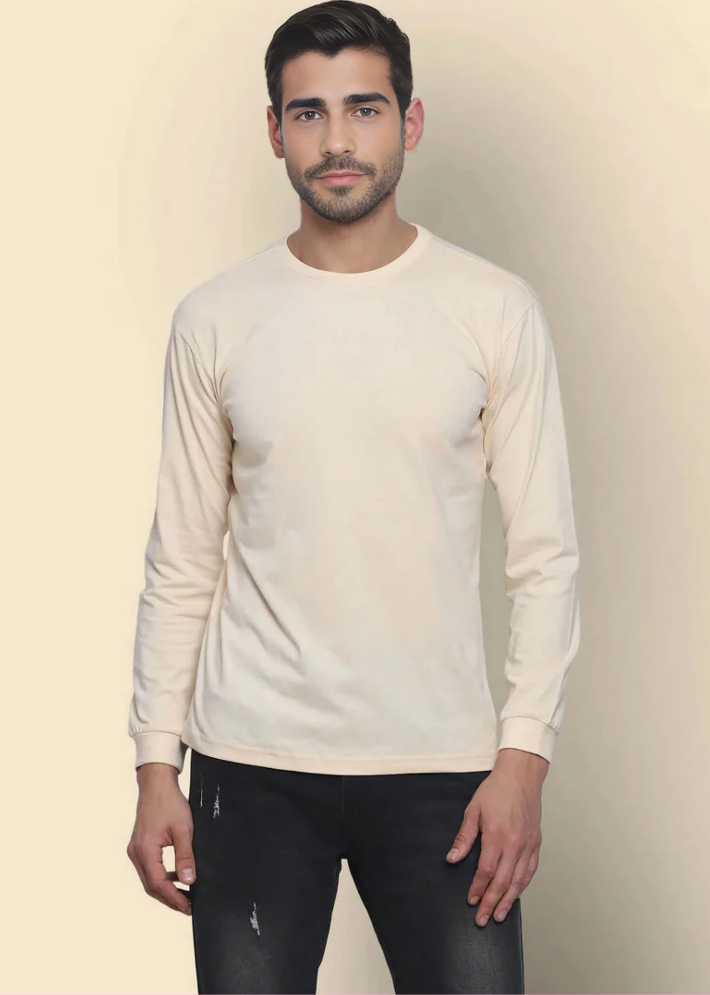 Crew Neck: Full Sleeves - Pale Ivory