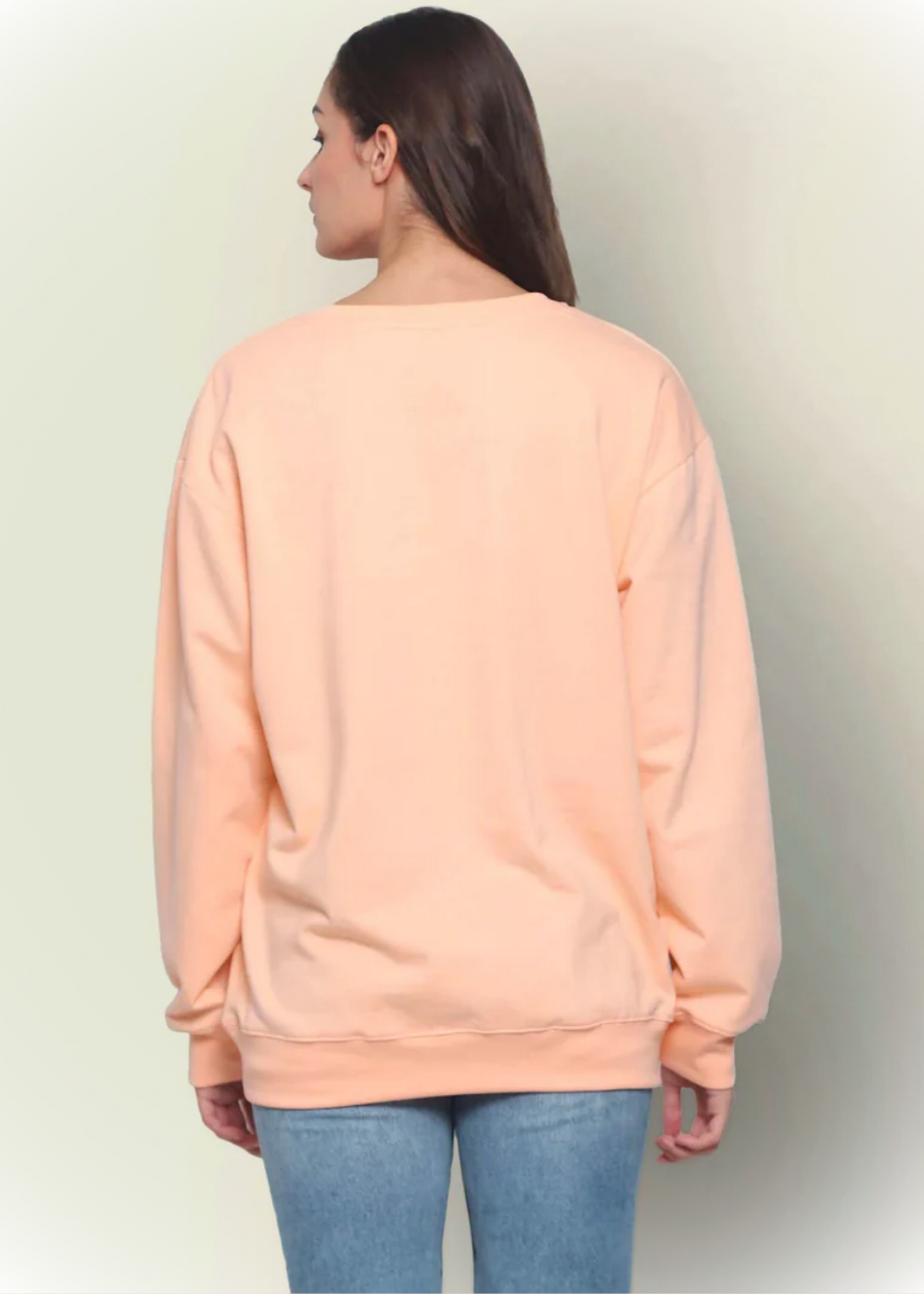 Drop Shoulder Sweatshirts - Peach