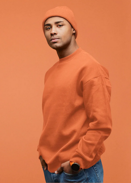 Drop Shoulder Sweatshirt - Orange