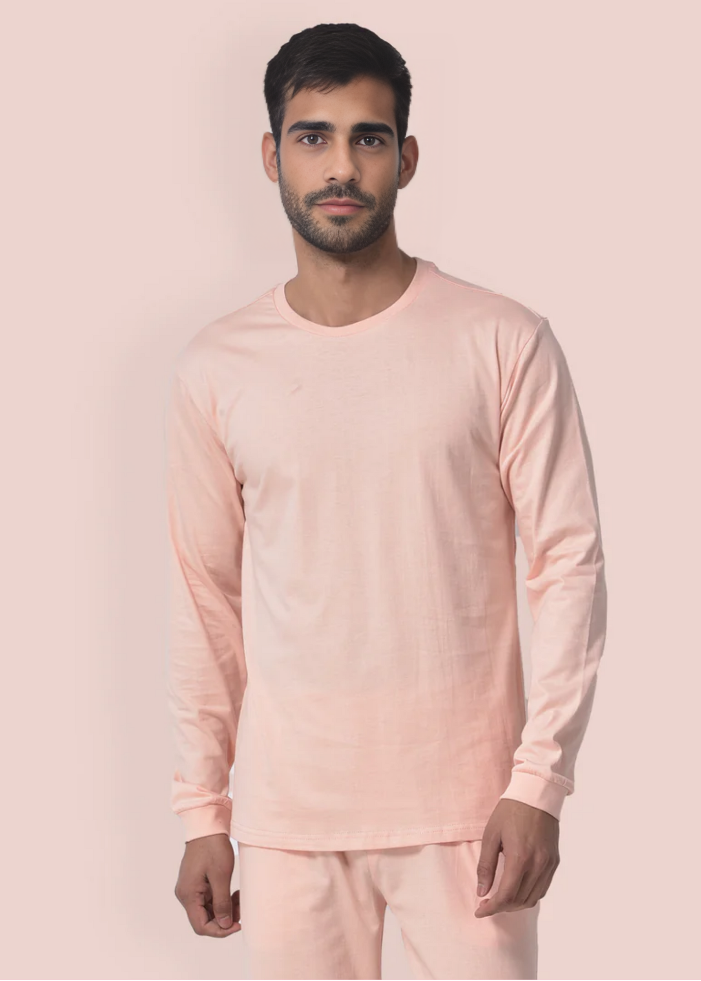 Crew Neck: Full Sleeves - Peach