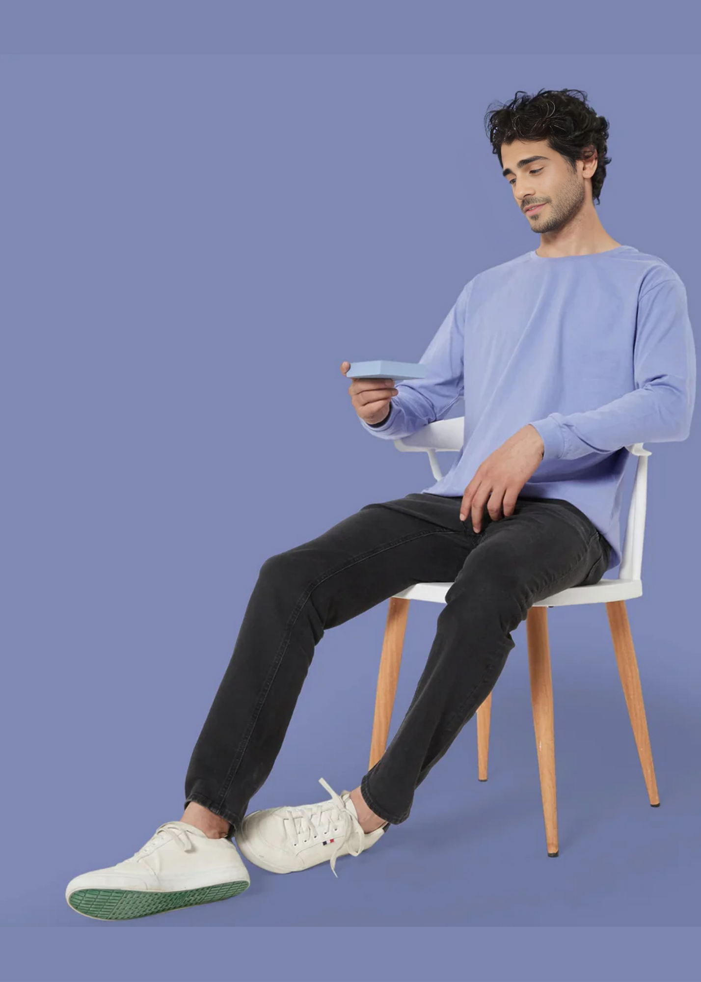 Crew Neck: Full Sleeves - Periwinkle