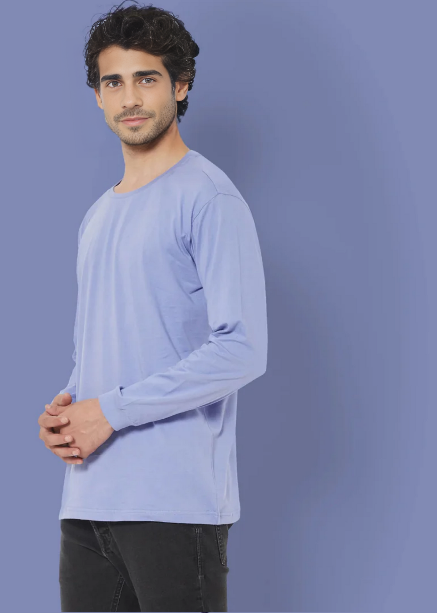 Crew Neck: Full Sleeves - Periwinkle