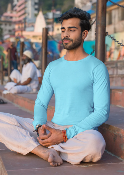 Crew Neck: Full Sleeves - Aqua Blue