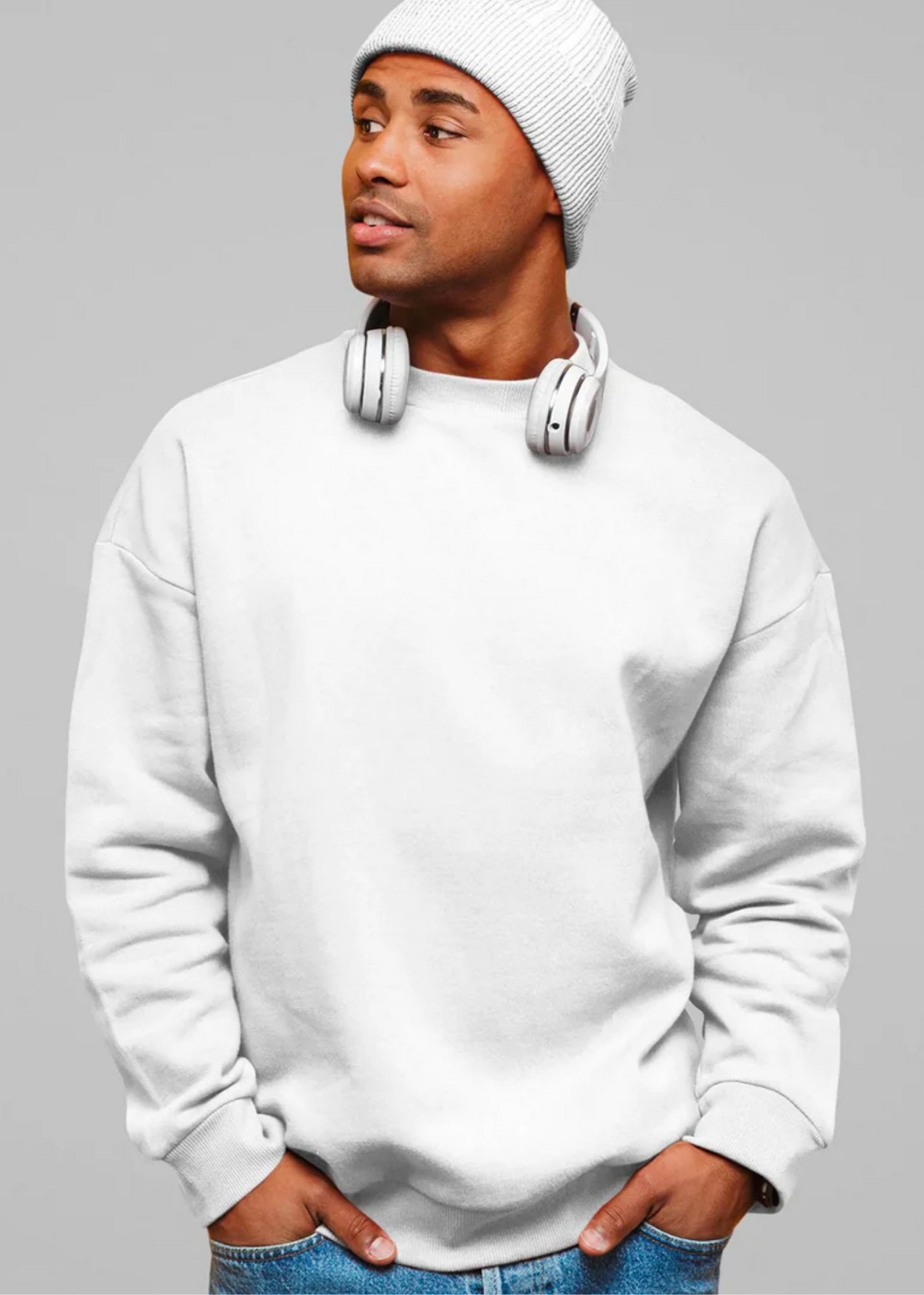 Drop Shoulder Sweatshirt - White