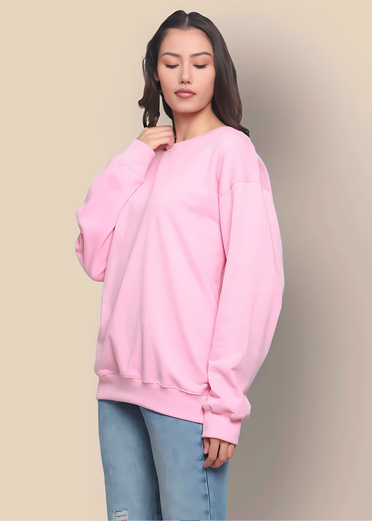 Drop Shoulder Sweatshirts - Barbie Pink