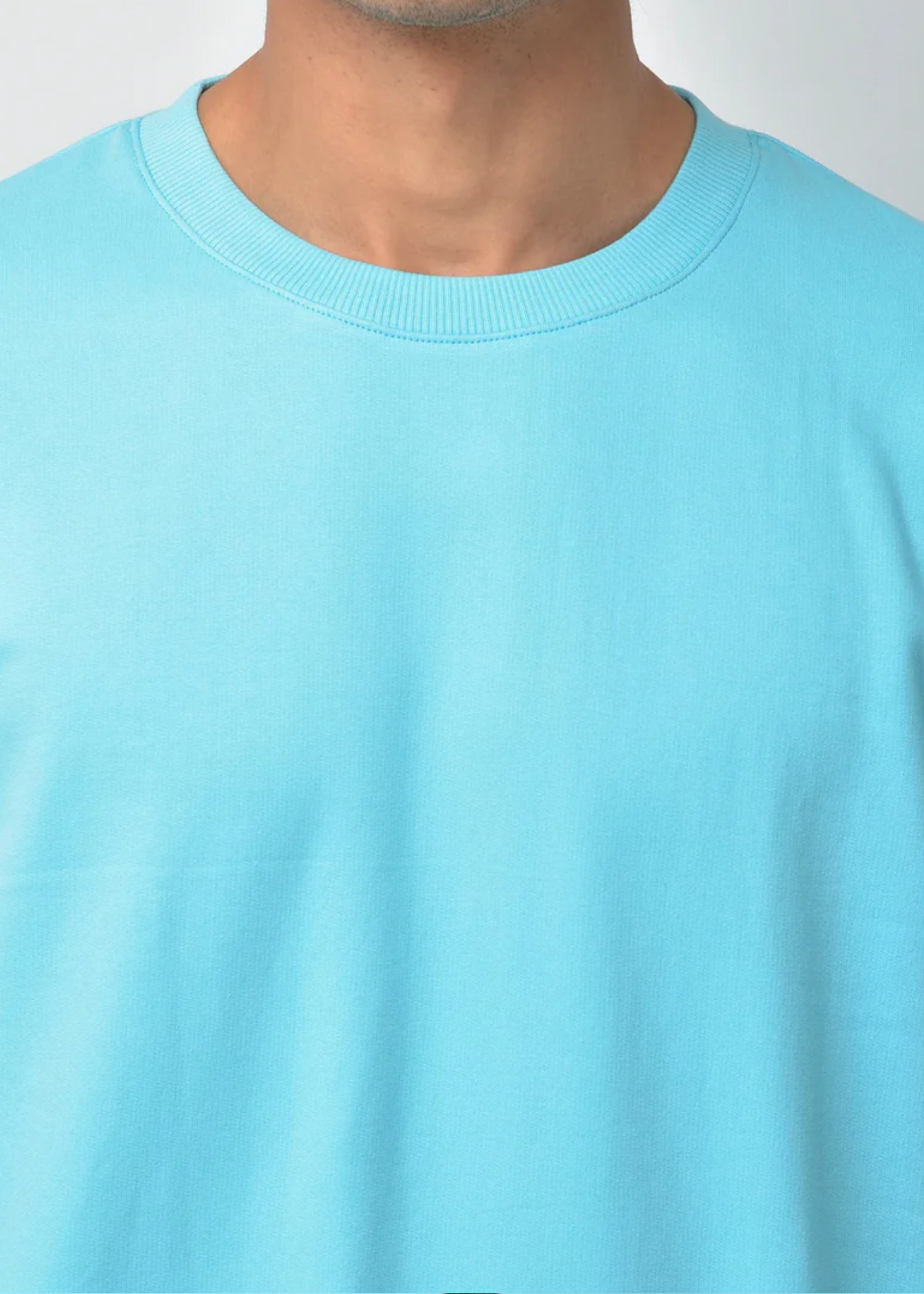 Drop Shoulder Sweatshirt - Aqua Blue