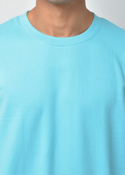 Drop Shoulder Sweatshirt - Aqua Blue