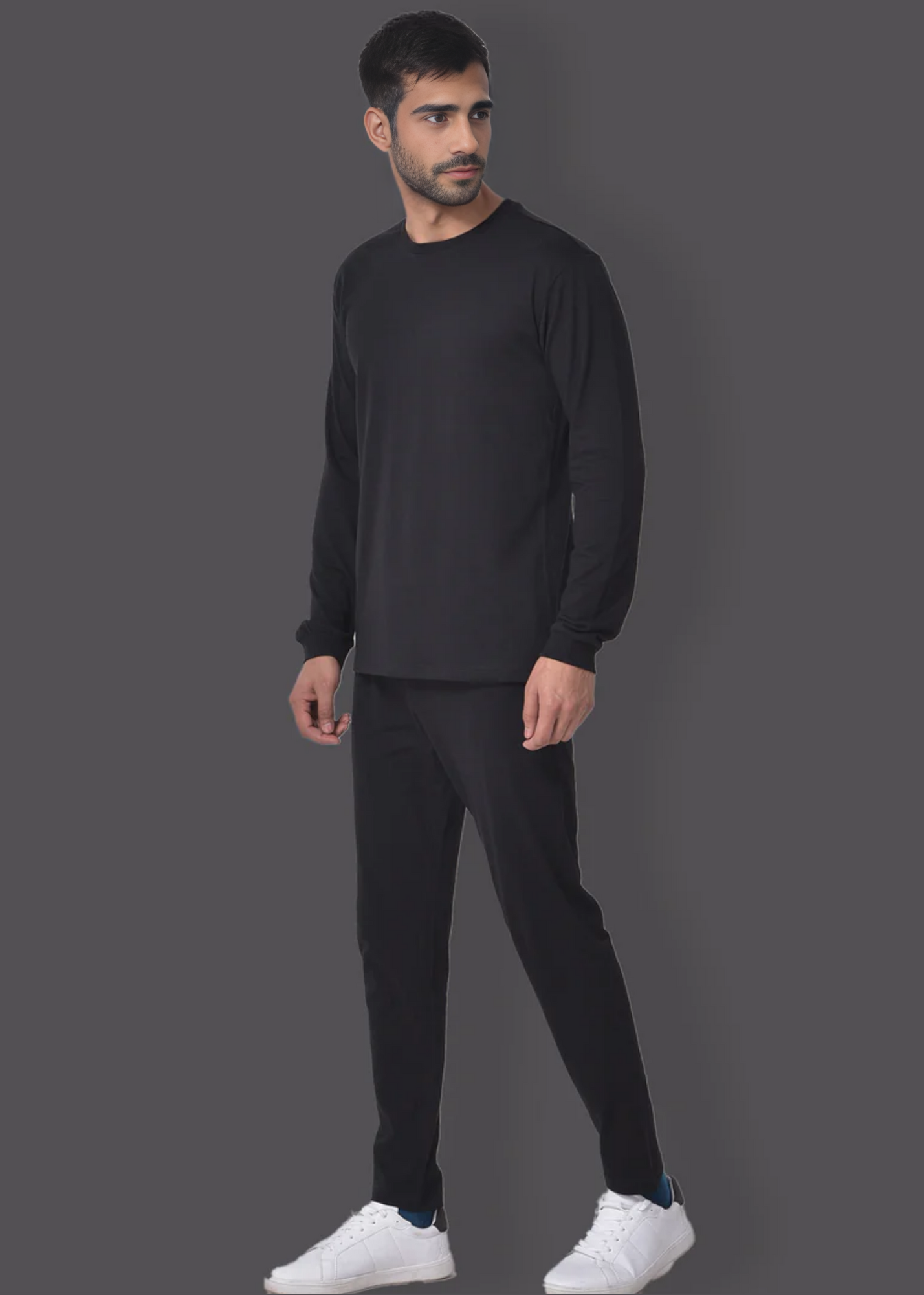 Crew Neck: Full Sleeves - Black