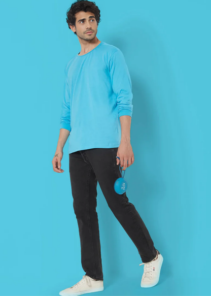 Crew Neck: Full Sleeves - Turquoise Blue