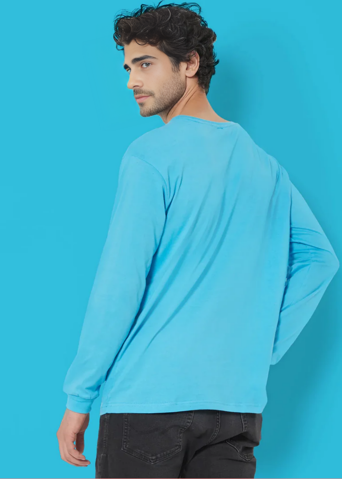 Crew Neck: Full Sleeves - Turquoise Blue