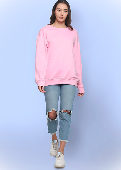 Drop Shoulder Sweatshirts - Barbie Pink