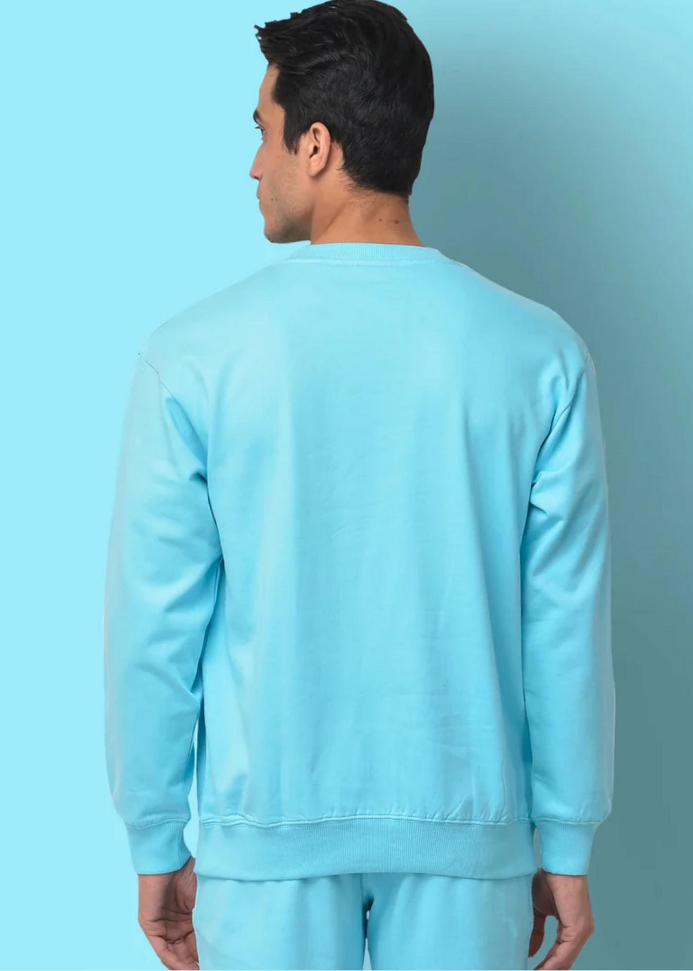 Drop Shoulder Sweatshirt - Aqua Blue