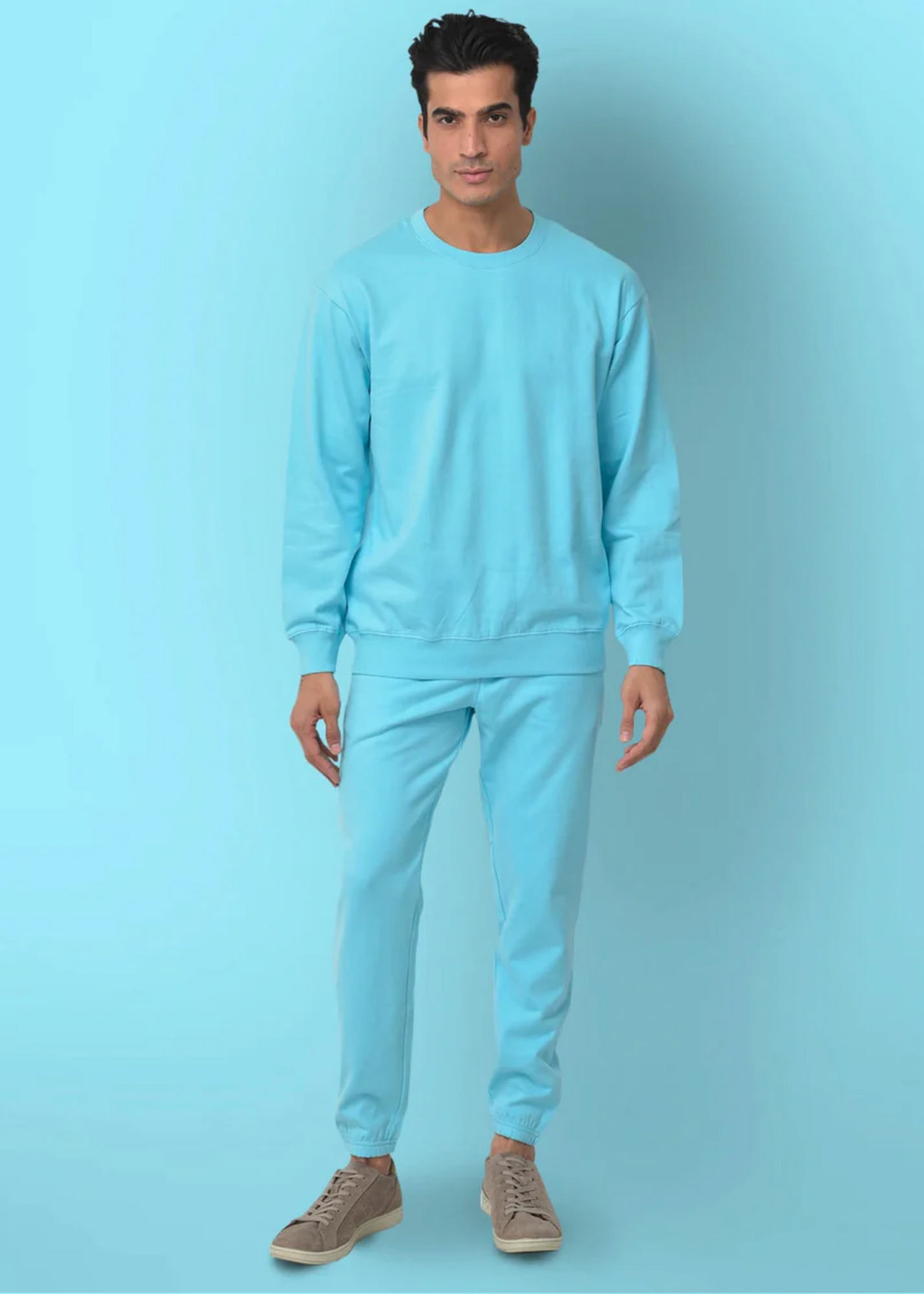 Drop Shoulder Sweatshirt - Aqua Blue