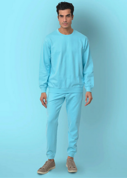 Drop Shoulder Sweatshirt - Aqua Blue