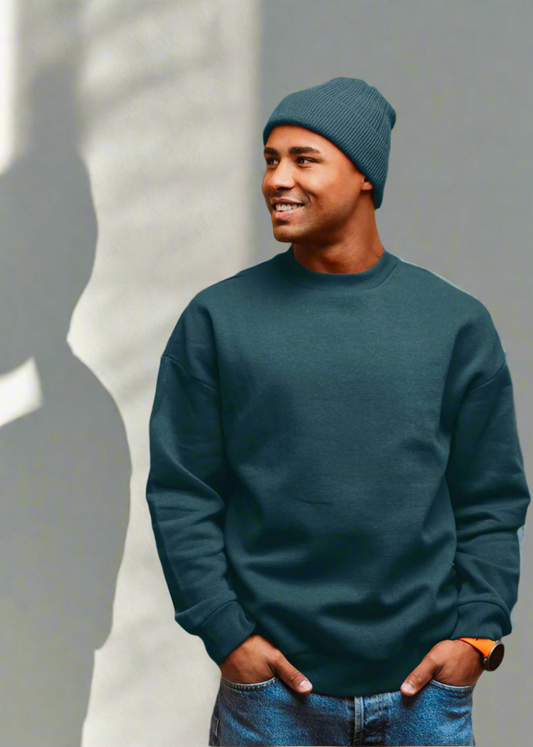 Drop Shoulder Sweatshirt - Teal Blue